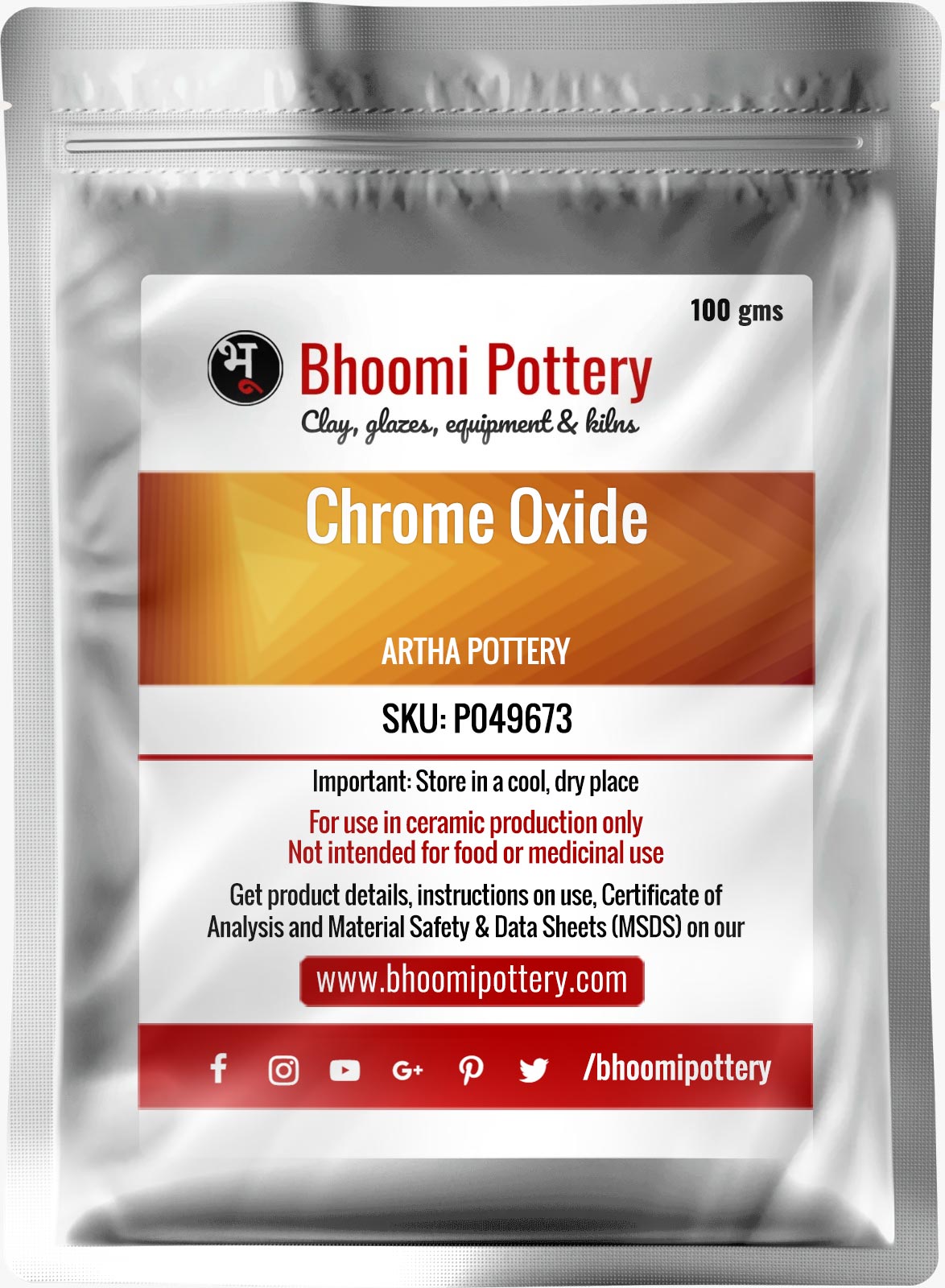 Artha Pottery Chrome Oxide 100 gms for sale in India - Bhoomi Pottery