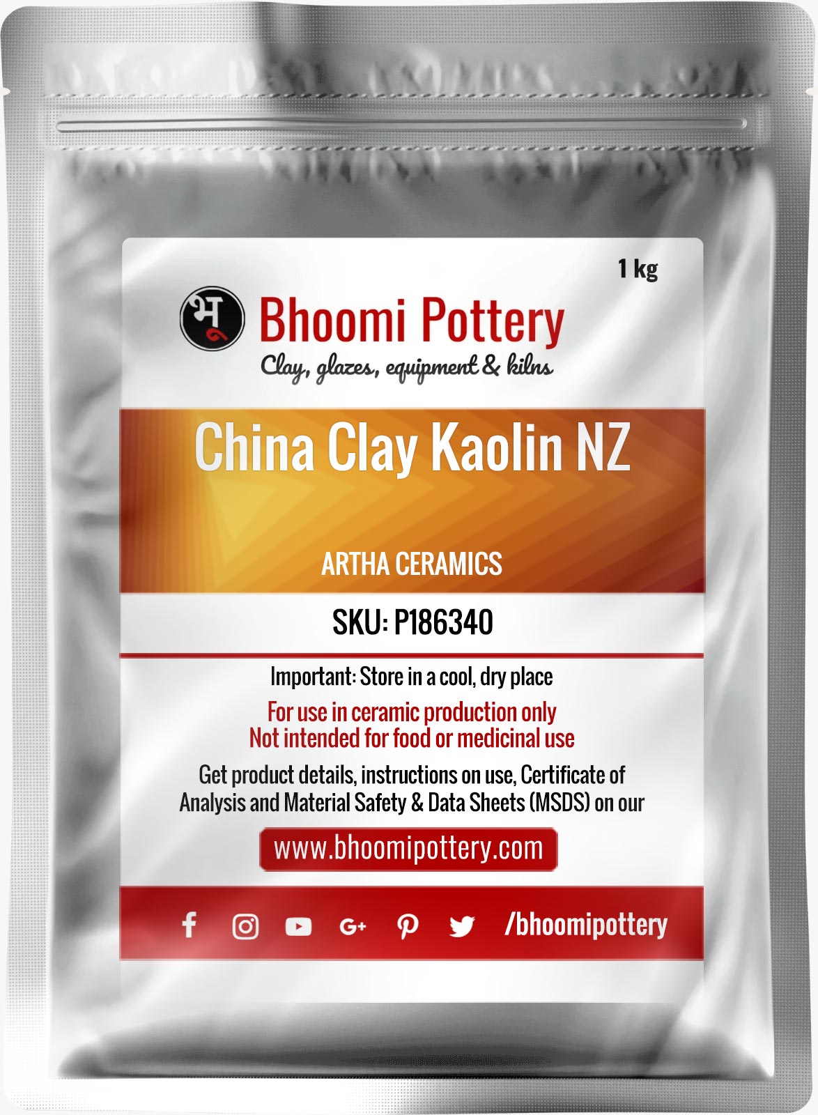 Artha Ceramics China Clay Kaolin NZ 1 kg for sale in India - Bhoomi Pottery