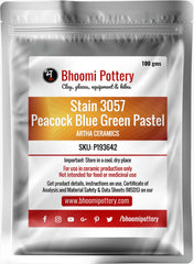 Artha Ceramics Stain 3057 Peacock Blue Green Pastel 100 gms for sale in India - Bhoomi Pottery