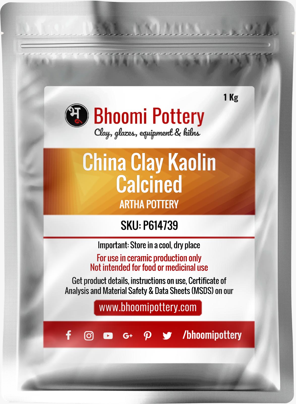 Artha Ceramics China Clay Kaolin Calcined 1 Kg for sale in India - Bhoomi Pottery
