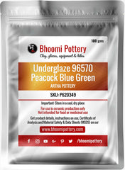 Artha Pottery Underglaze 96570 Peacock Blue Green 100 gms for sale in India - Bhoomi Pottery