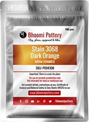 Artha Ceramics Stain 3068 Dark Orange 100 gms for sale in India - Bhoomi Pottery